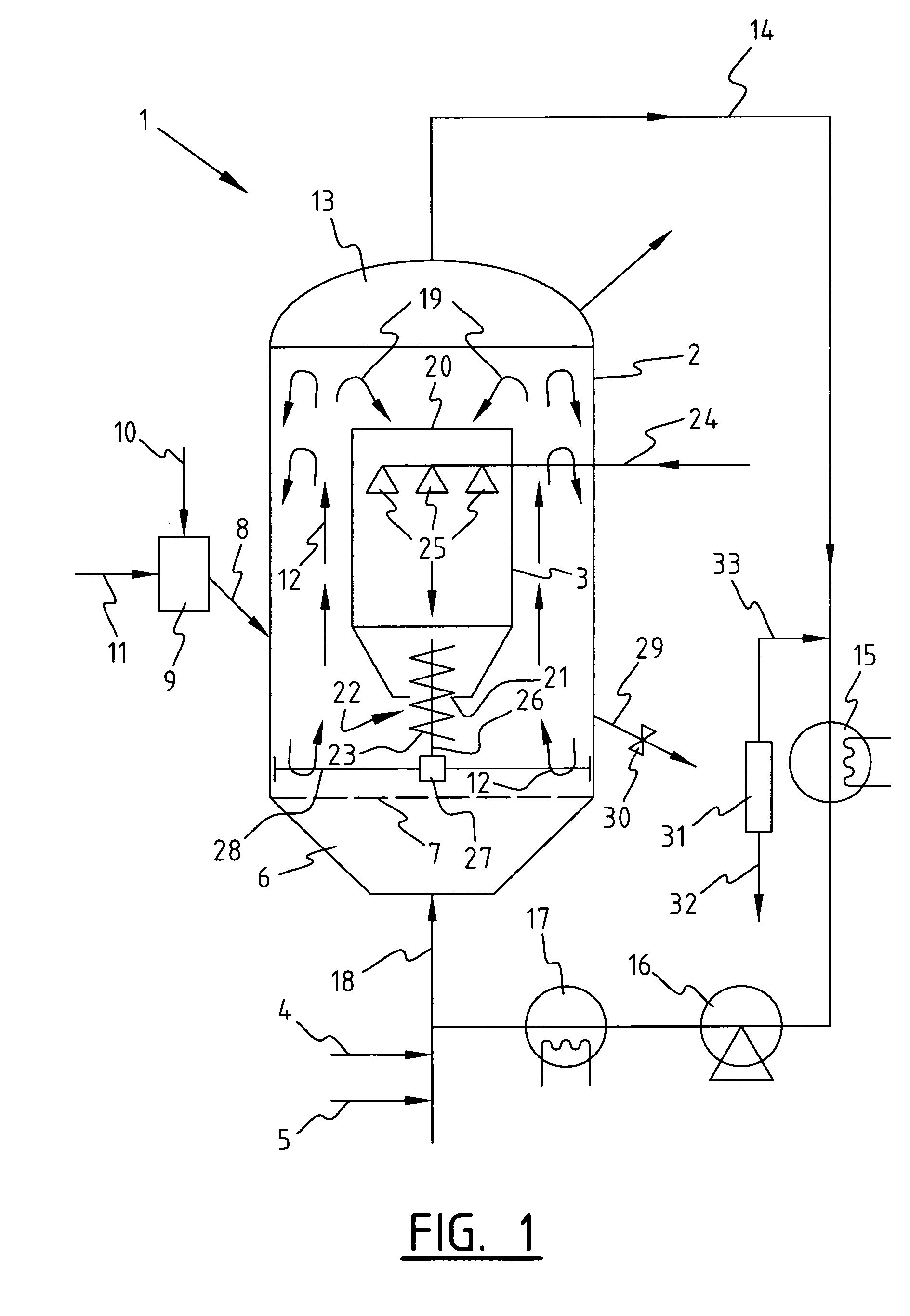 Reactor system and process for the catalytic polymerization of olefins, and the use of such reactor system in catalytic polymerization of olefins