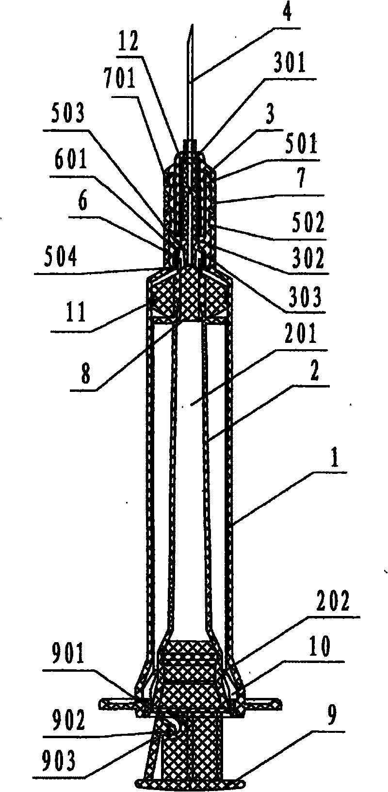 Safety injector with automatically retractable needle