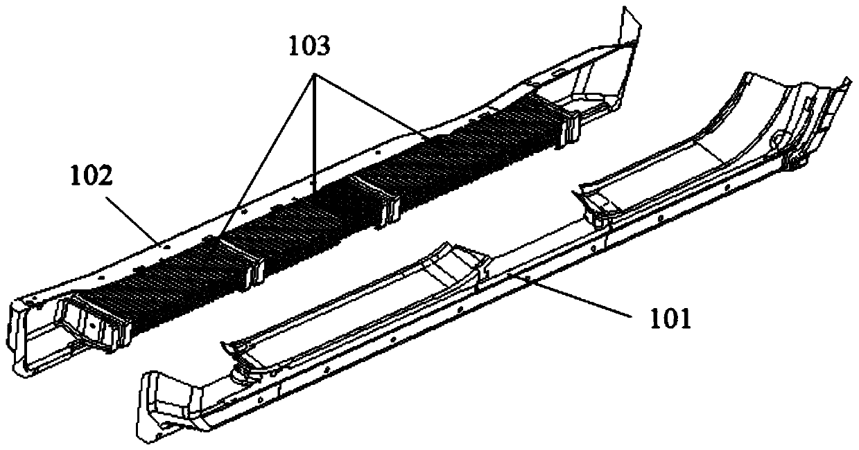 Combined carbon fiber vehicle threshold and floor structure