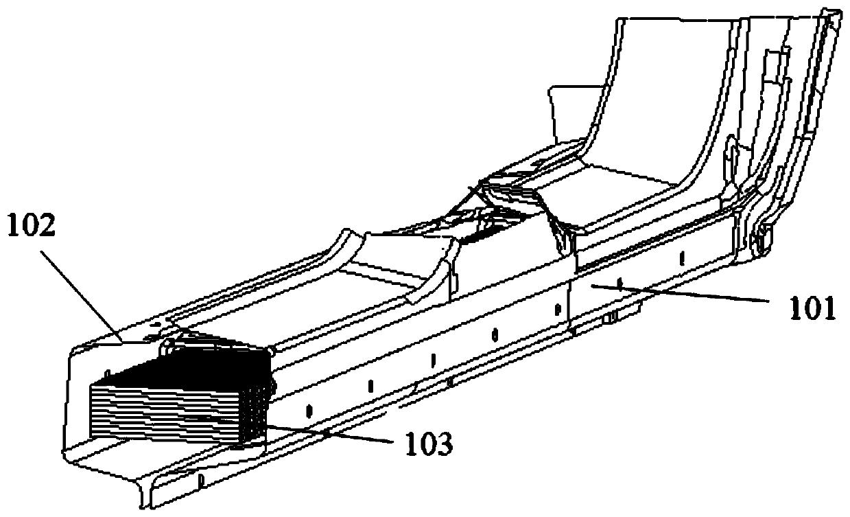 Combined carbon fiber vehicle threshold and floor structure