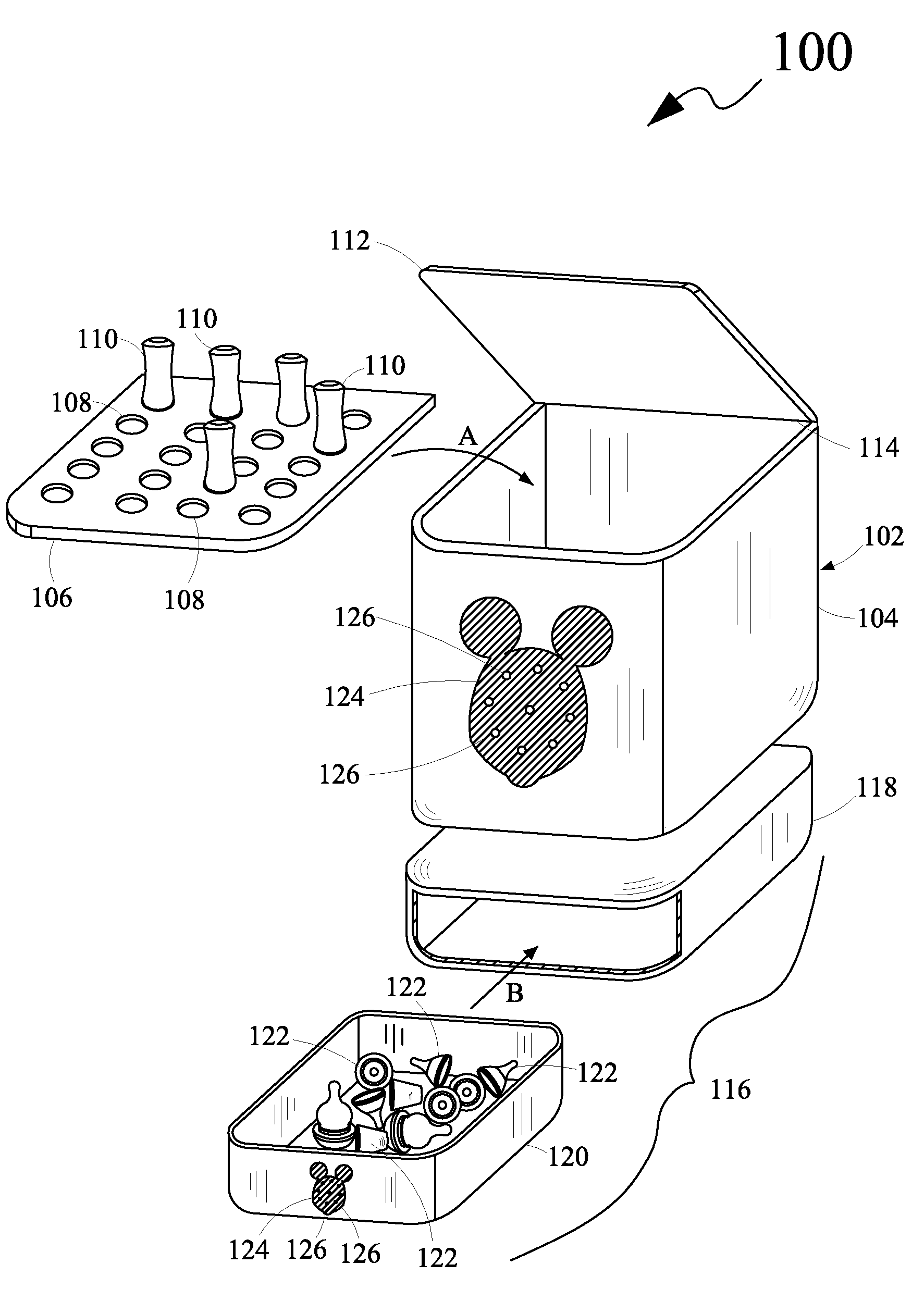 Apparatus for storing baby bottles