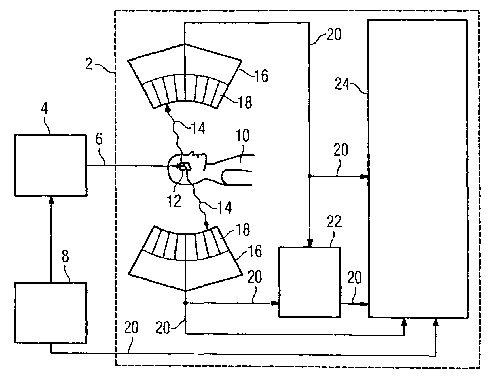 Device and method for locally resolved control of a radiation dose