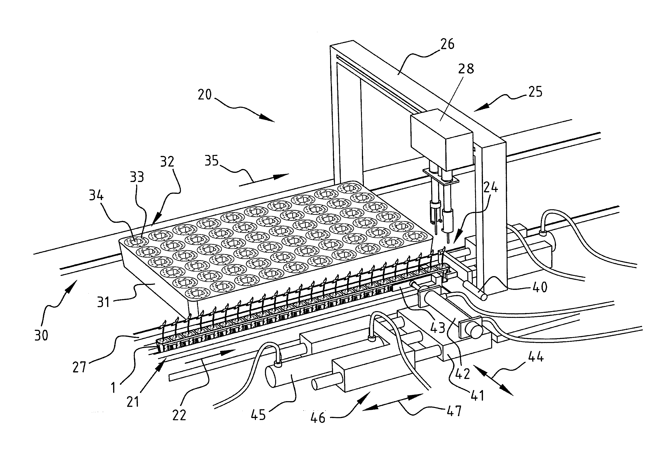 System and method for transferring and singularizing plant material in a container, container for plant material, use of a container for plant material