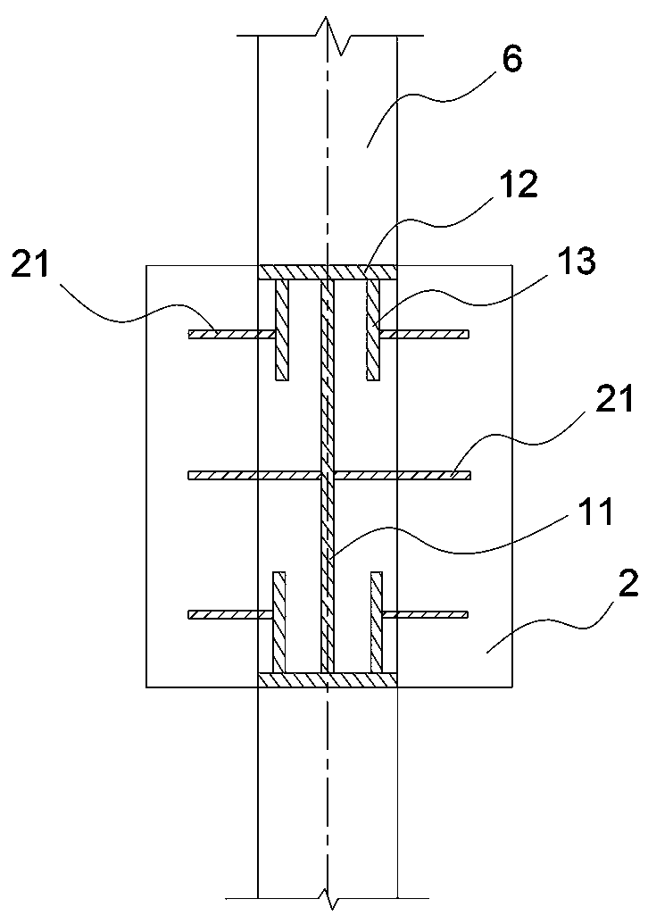 Structure of connection joint between local laminated slab and composite wall column