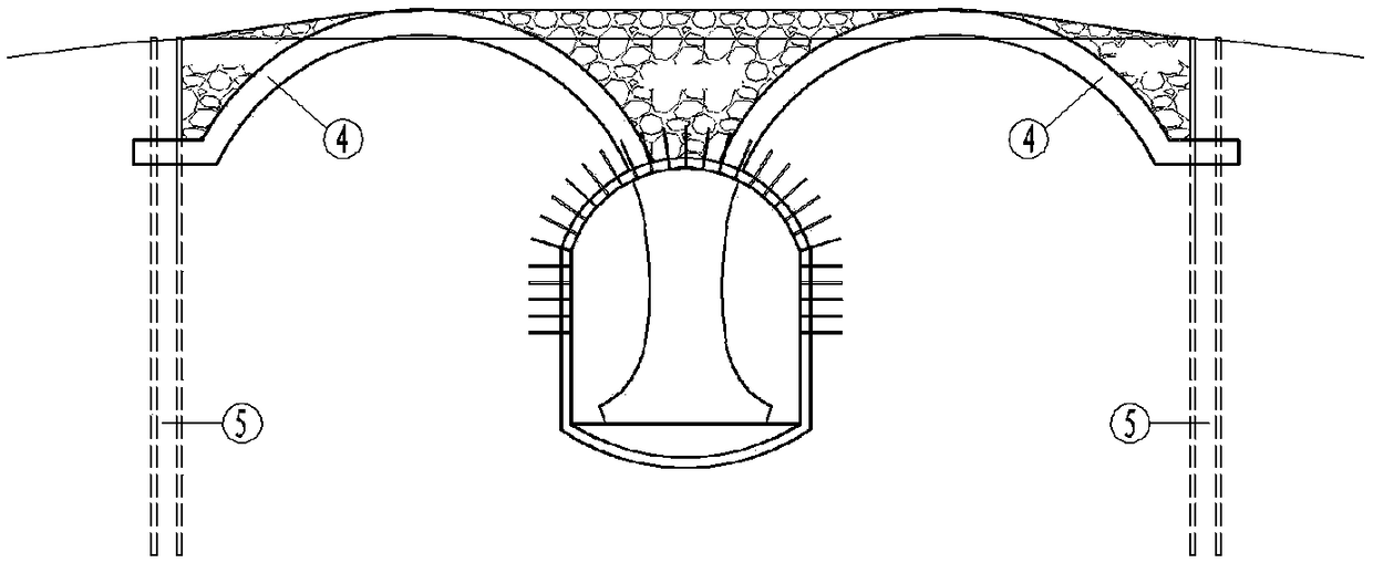 Long-span arch tunnel partly bright and partly dark construction method