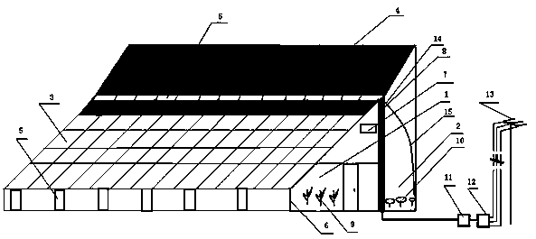Photovoltaic solar greenhouse based on shade shed and sun shed integration and construction method thereof