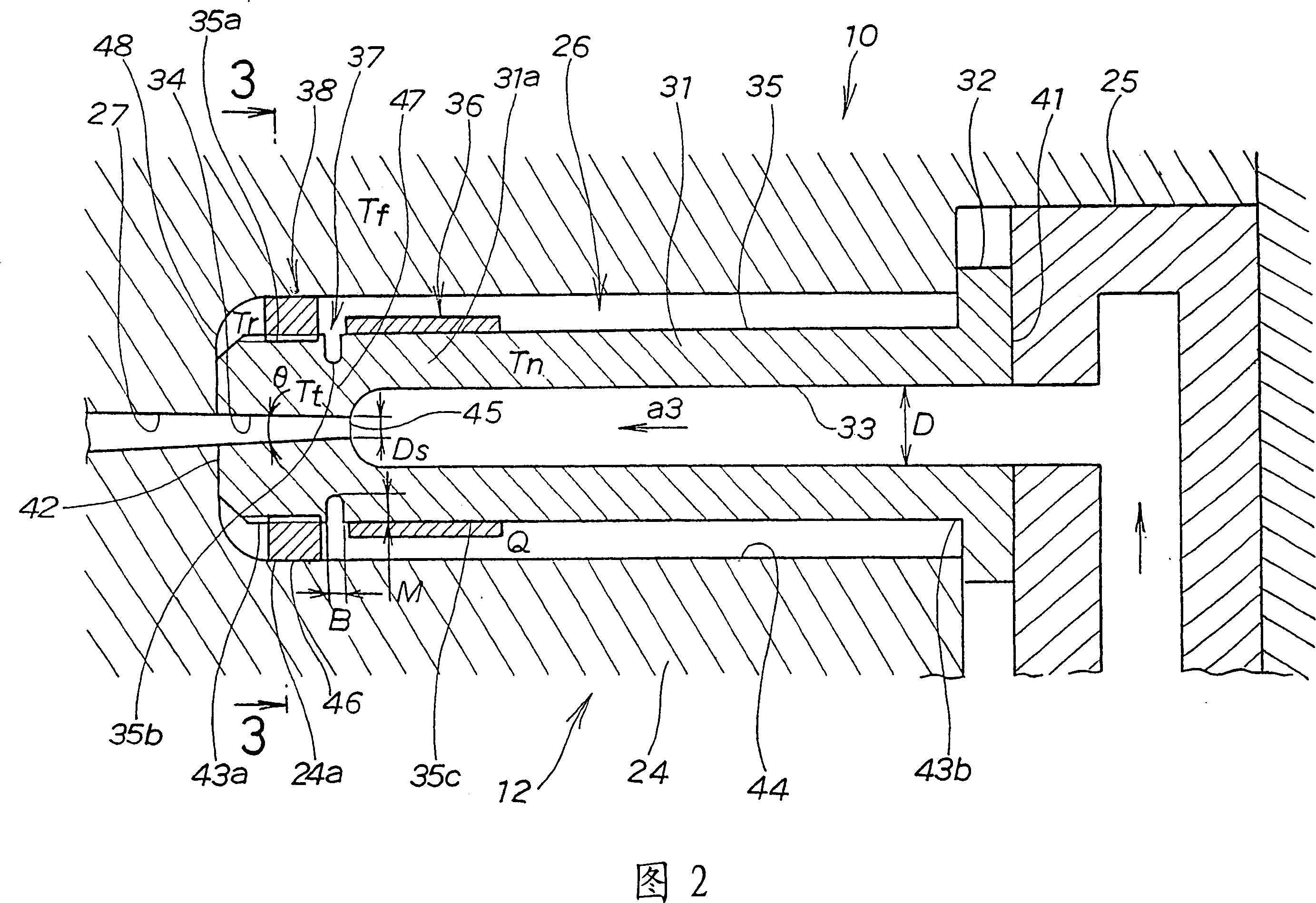 Nozzle for use in hot runner mold