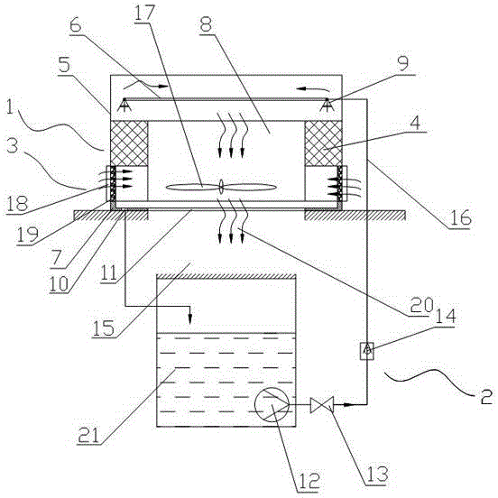Evaporative cooling air conditioning device utilizing wash water of flush toilet
