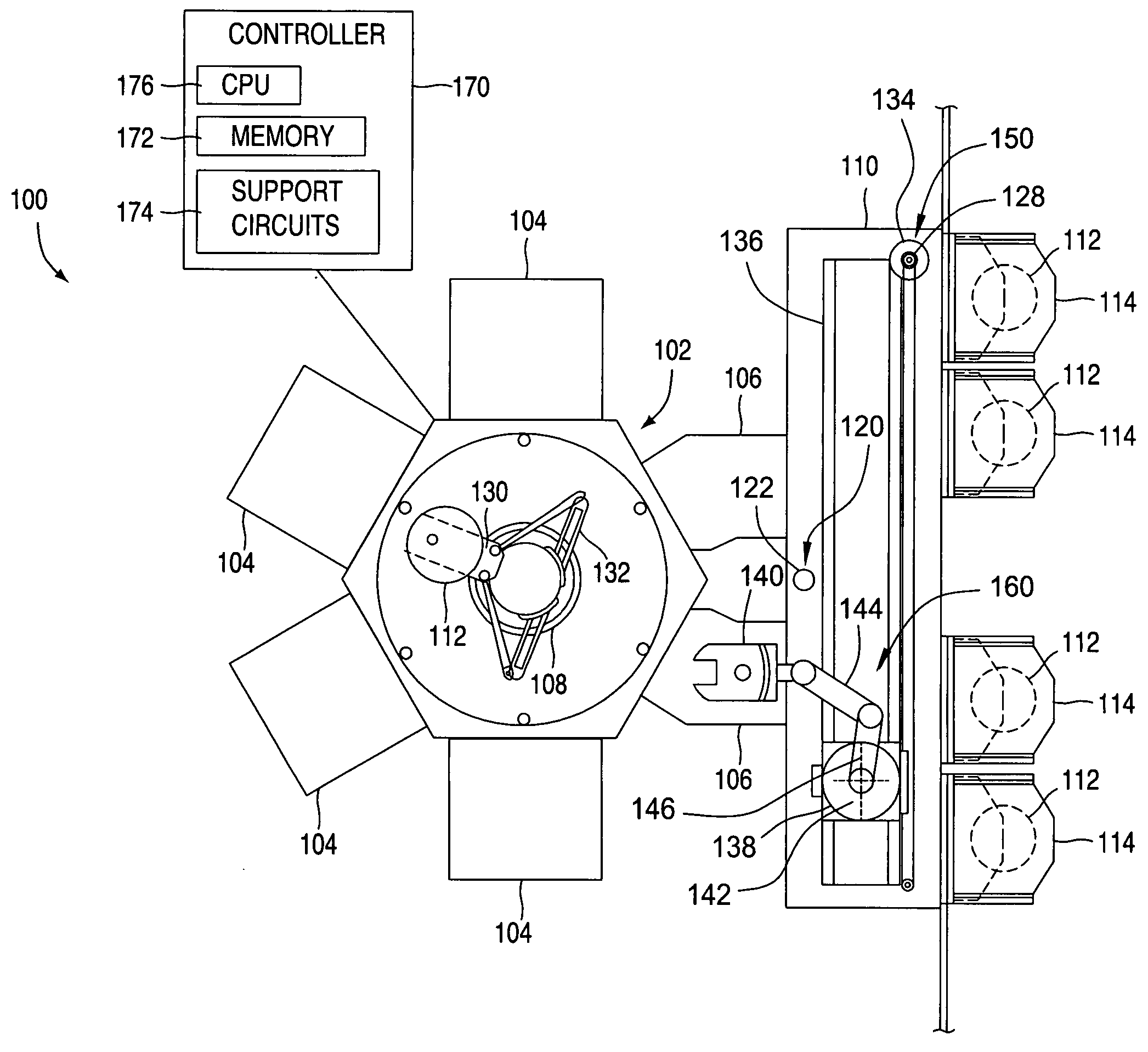 Method and apparatus for monitoring the position of a semiconductor processing robot