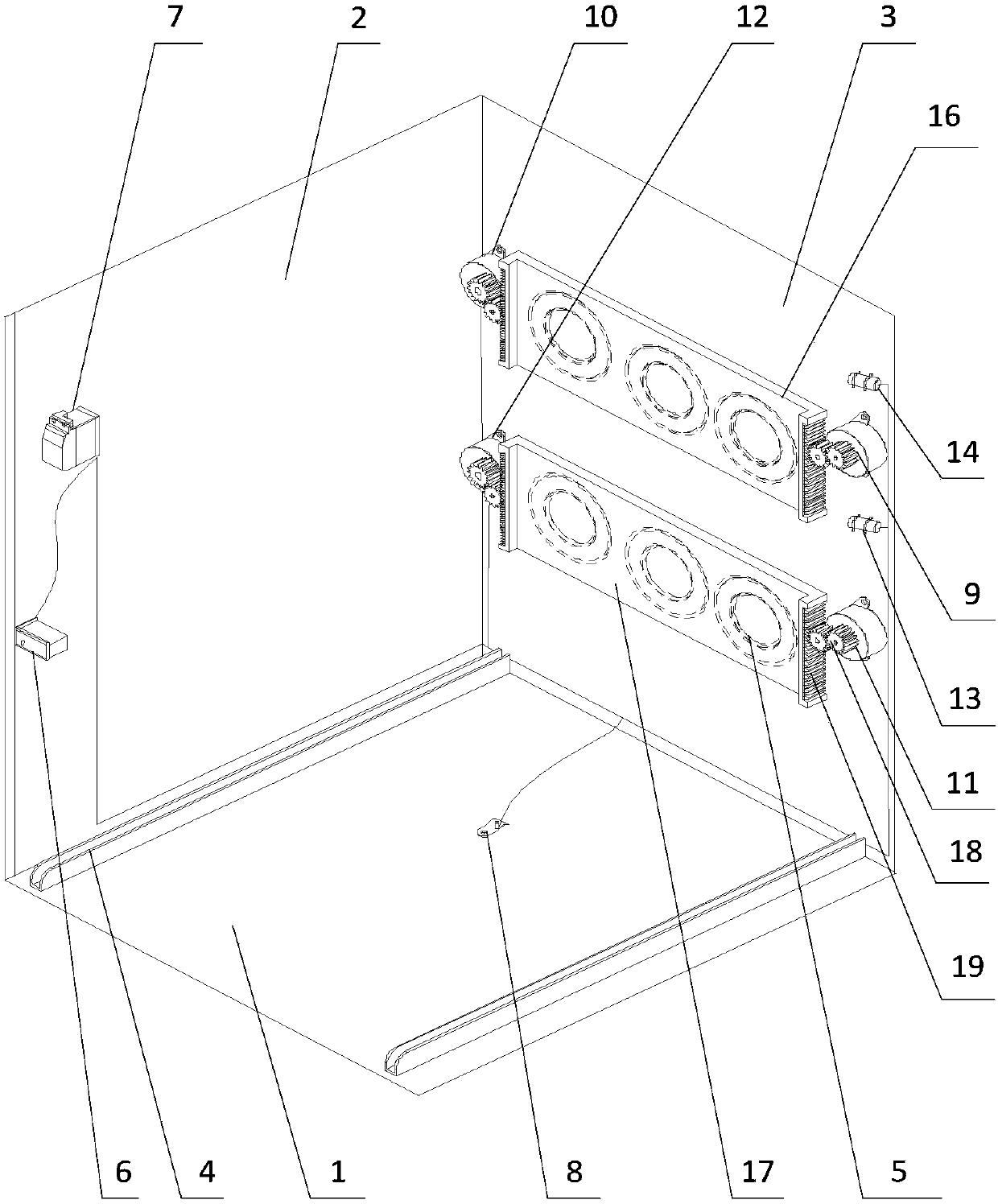 Blocking mechanism for trolley type switch cabinet contact movable baffles