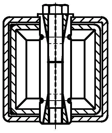 Mobile box column abutting-joint assembly connecting part with expansion locking liner