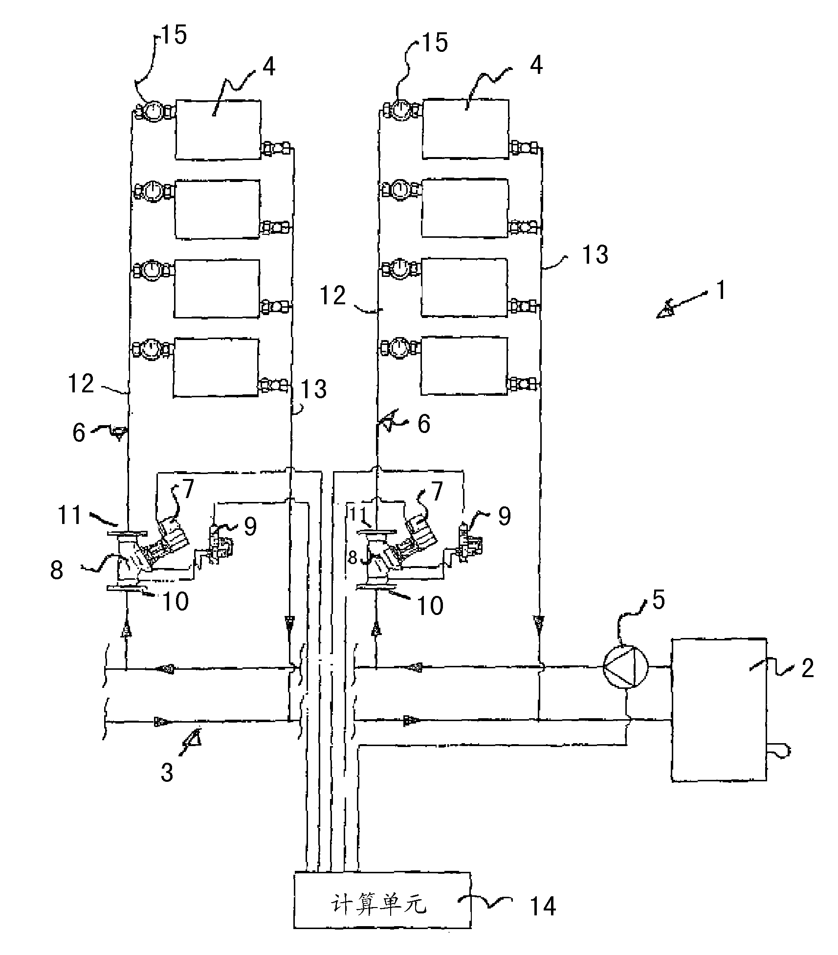 Method for automatic hydraulic compensation in fluid-onducting systems