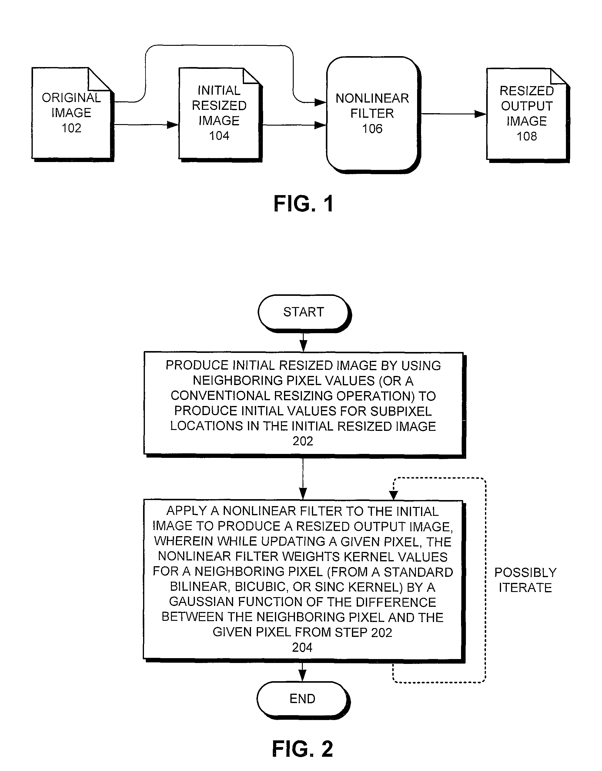 Using nonlinear filtering while resizing an image to preserve sharp image detail