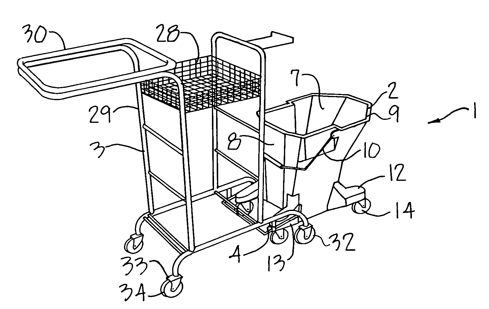 Combination mop bucket and trolley