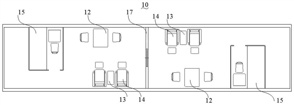 Railway vehicle compartment with variable interior layout and railway vehicle