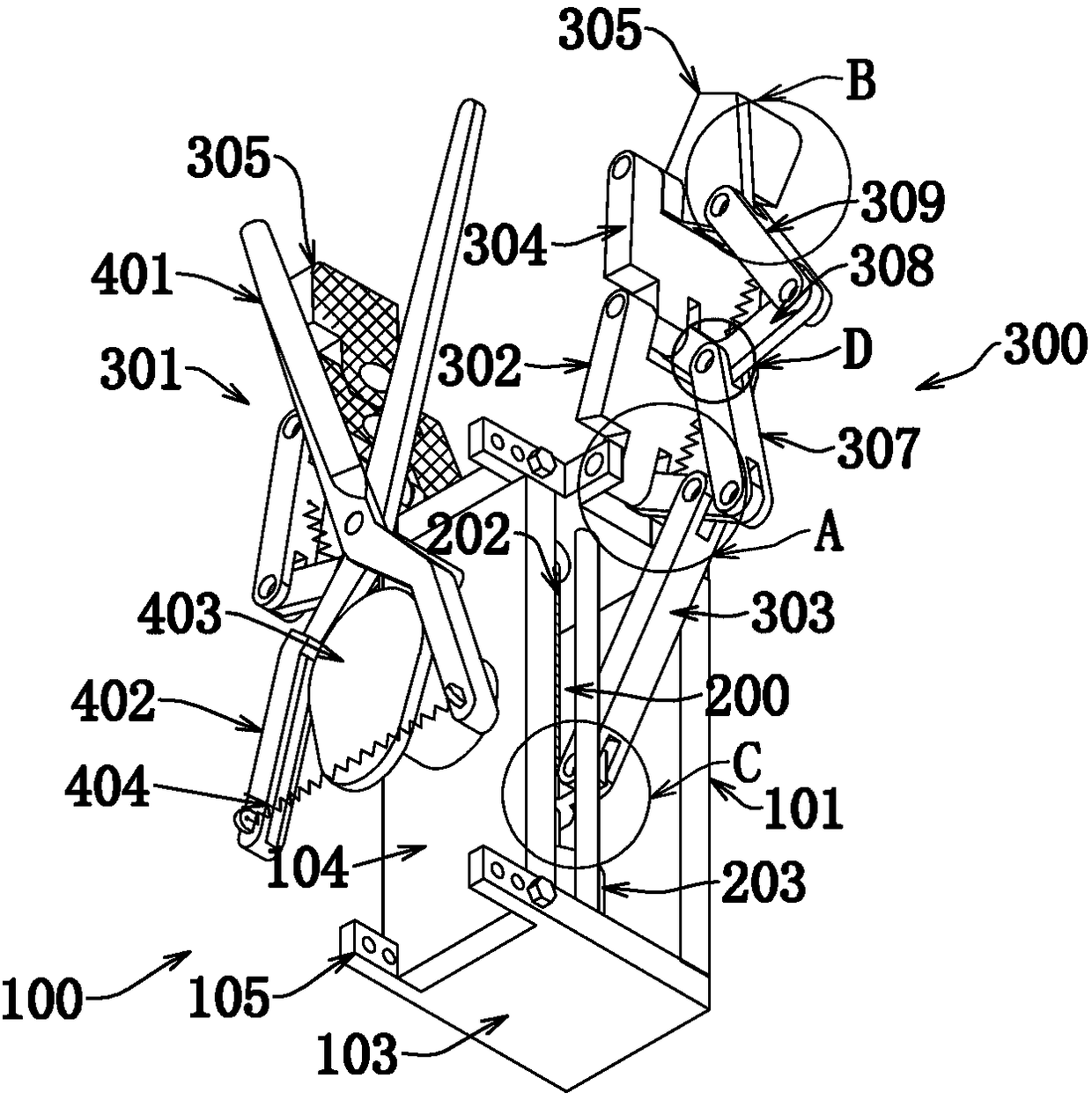 Underactuation finger mechanism androdlike fruit and vegetable holding type picking mechanical arm end effector