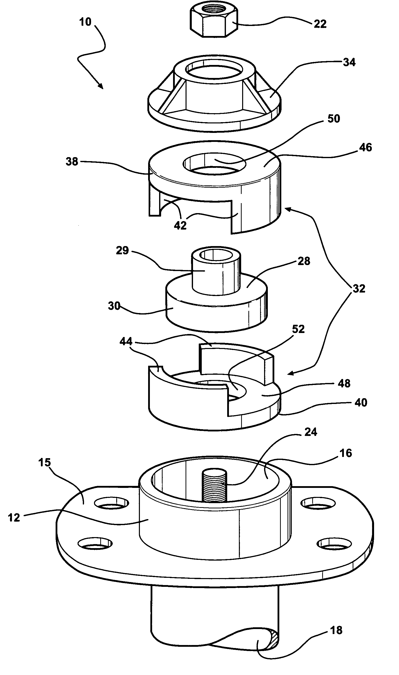 Mounting assembly for a vehicle suspension component
