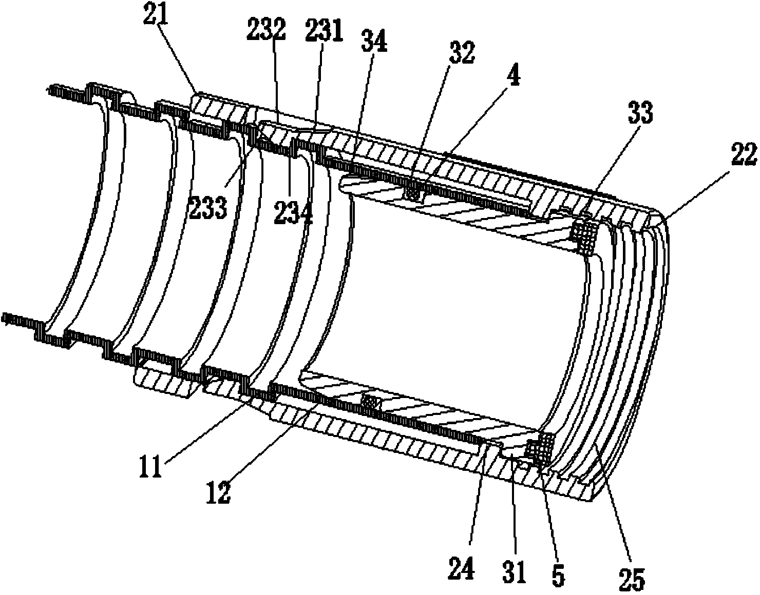 Pipe joint of corrugated hose