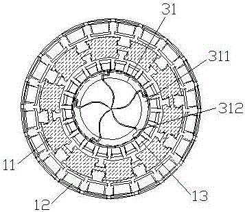 Horizontal type annular efficient excitation adjustable-pitch axial flow hydraulic generator and acting method