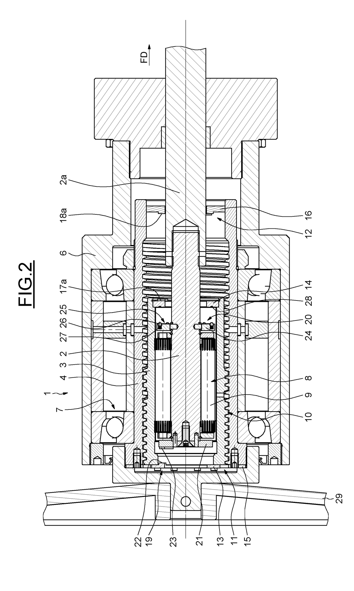 An actuating device with double screw connecting means