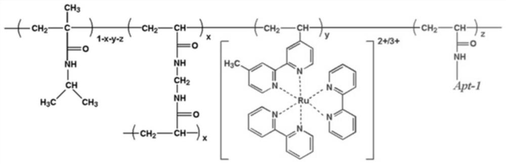 Thermosensitive hydrogel electrochemiluminescence aptasensor, preparation method and application