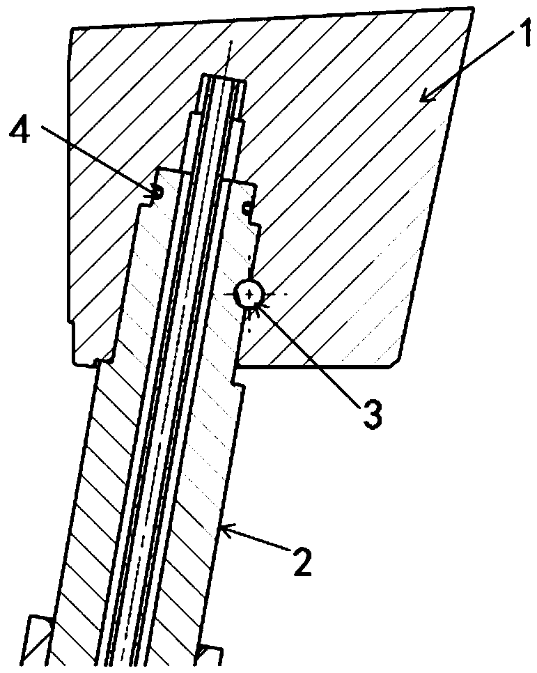 Mold angle ejector rod structure capable of adding cooling water