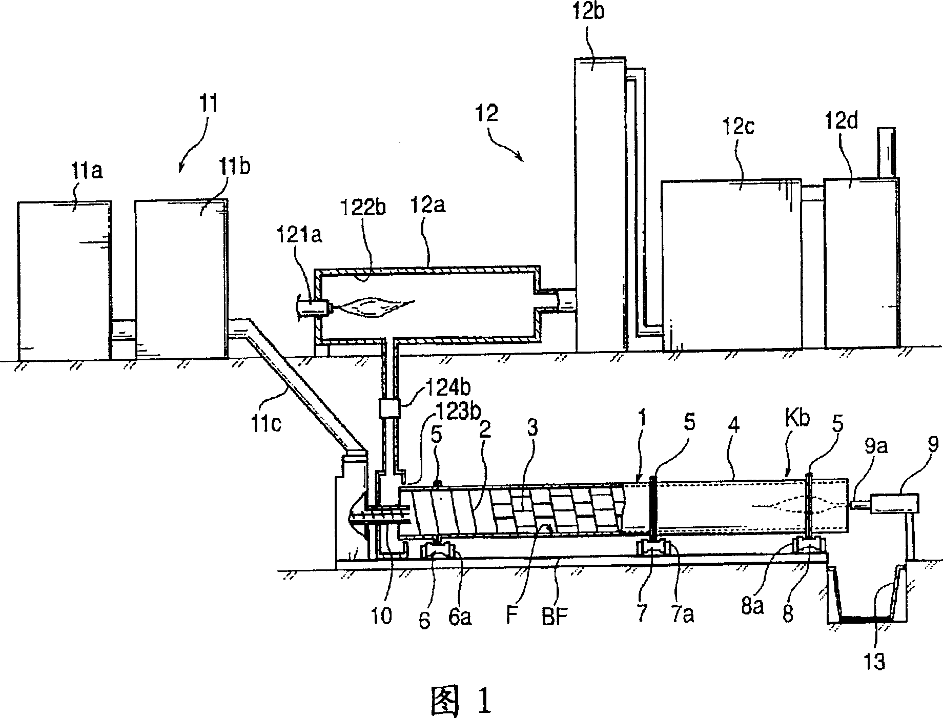Continuous carbonizing treatment method by internal heating self-combusting mode