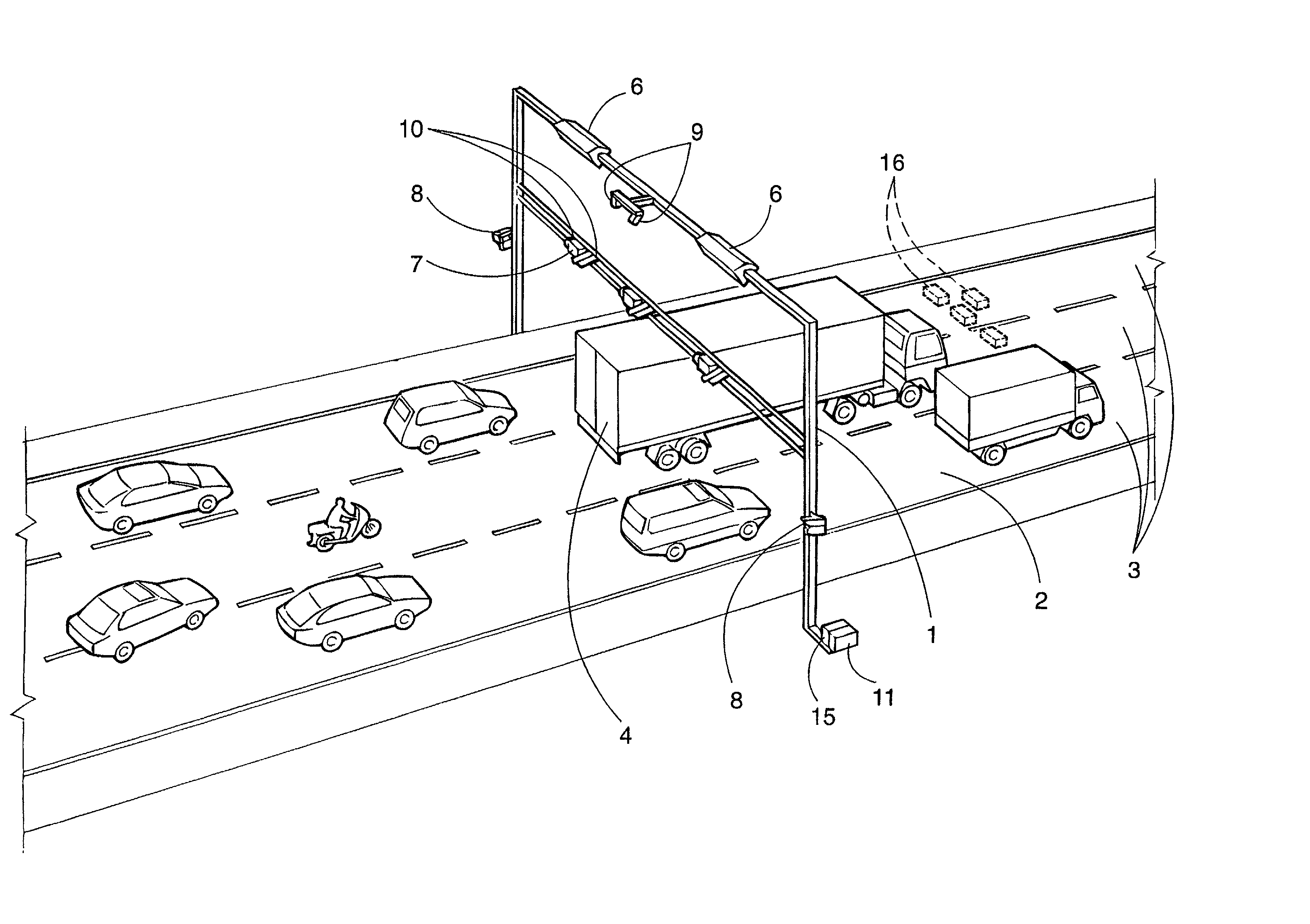 Method and device for registering the outer characteristics of a vehicle in a road toll unit