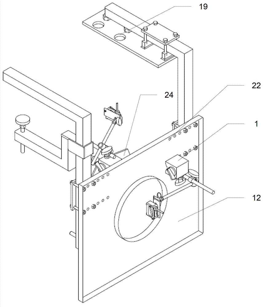 Axle box displacement transducer clamping device for bogie parameter test