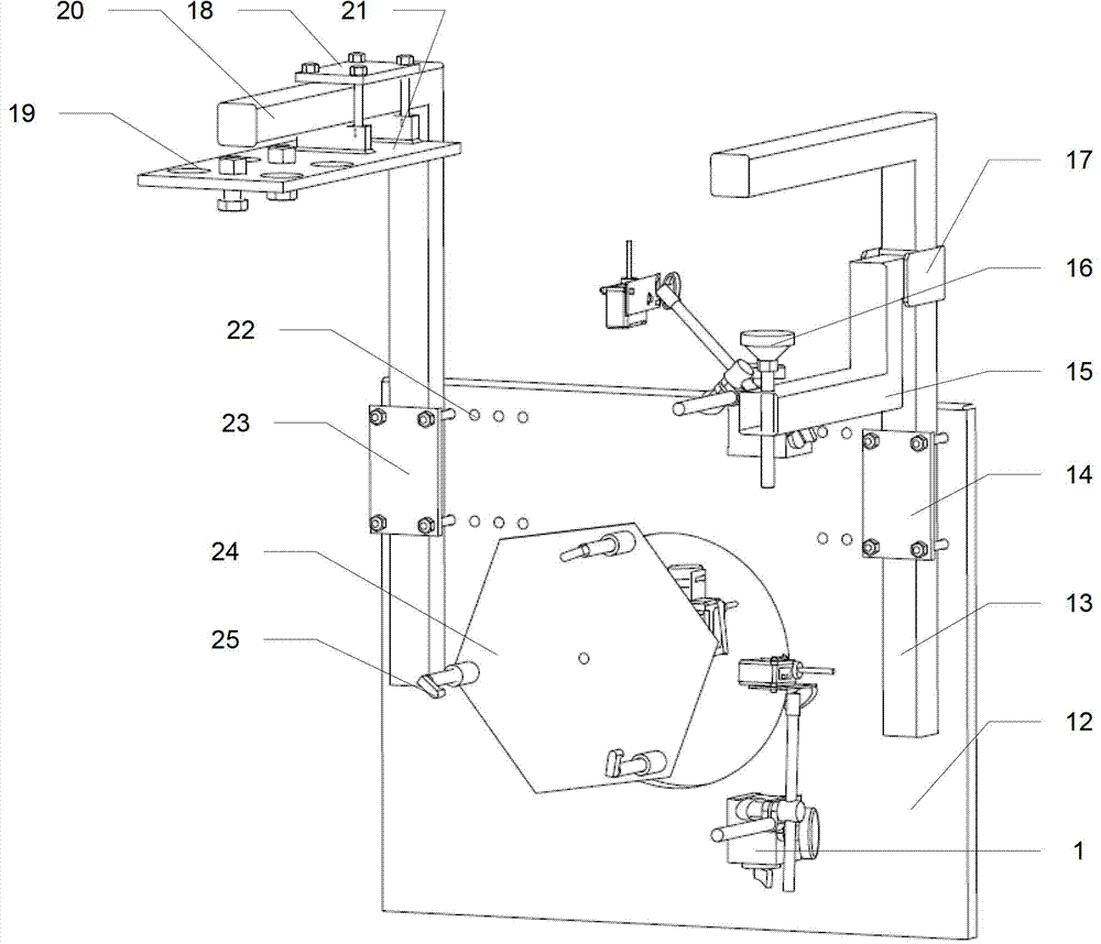 Axle box displacement transducer clamping device for bogie parameter test