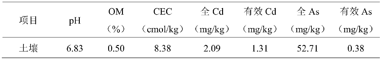 Slow-release repairing agent for treating cadmium-arsenic composite polluted rice field soil and preparation method thereof