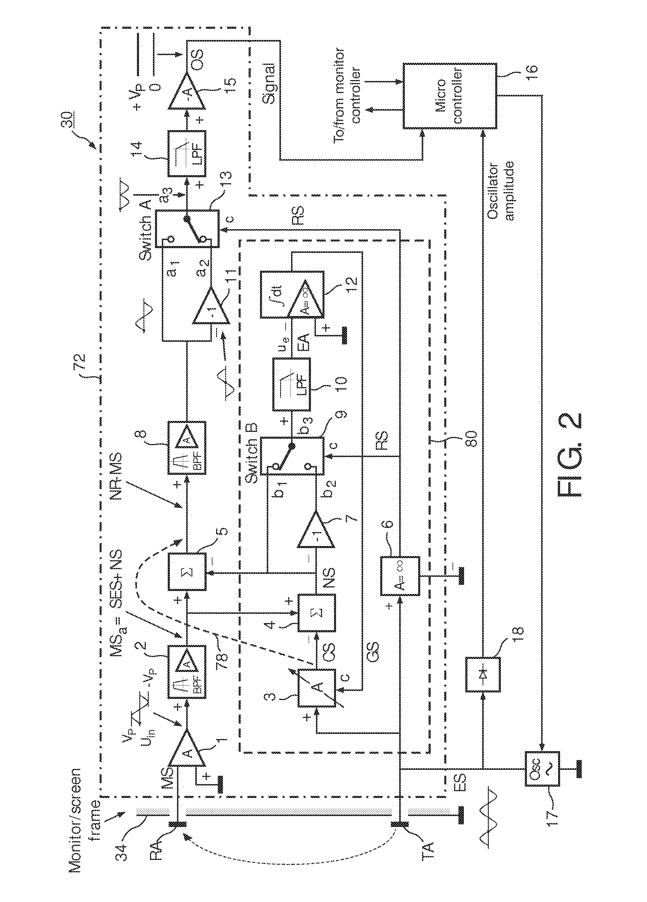Capacitive proximity device and electronic device comprising the capacitive proximity device