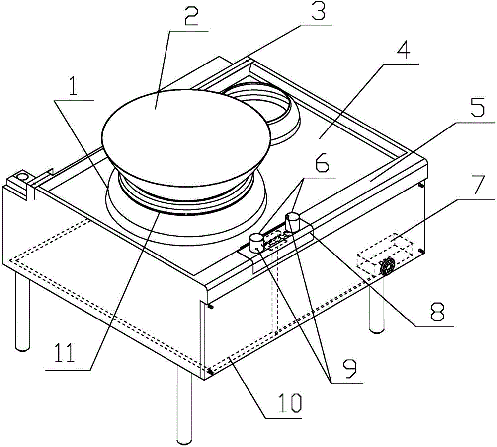 Energy-saving stove with inductive fire-control pot frame and fire control method