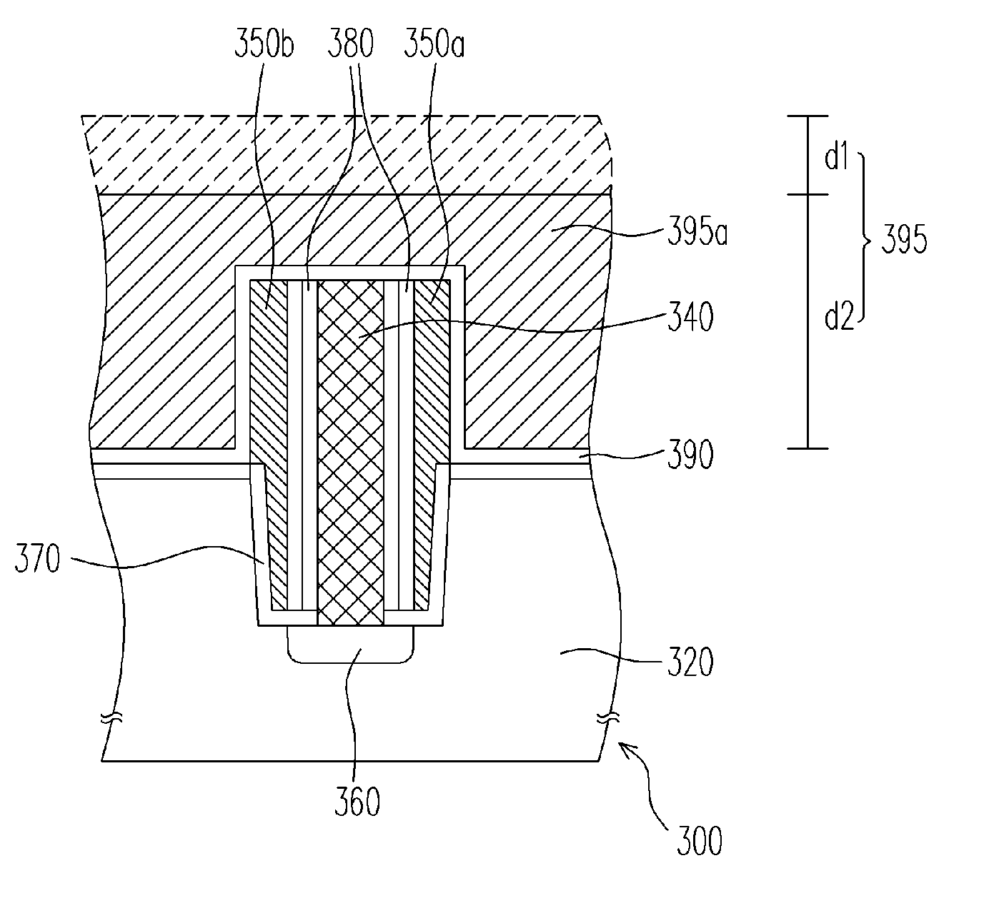 Structure containing self-aligned conductive lines and fabricating method thereof