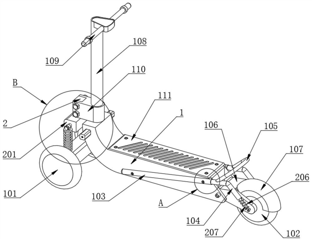 Steering structure for full-automatic cross-country skateboard and protection assembly of steering structure