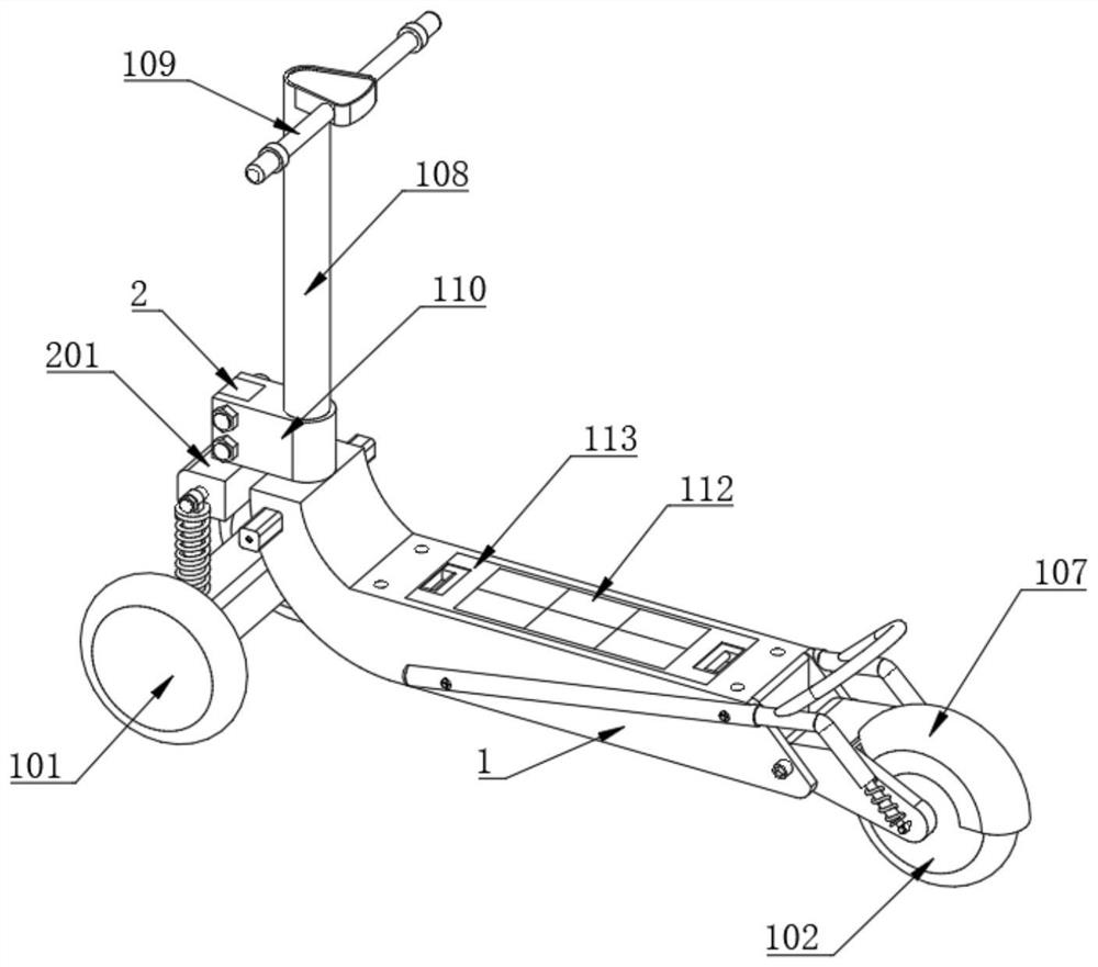 Steering structure for full-automatic cross-country skateboard and protection assembly of steering structure