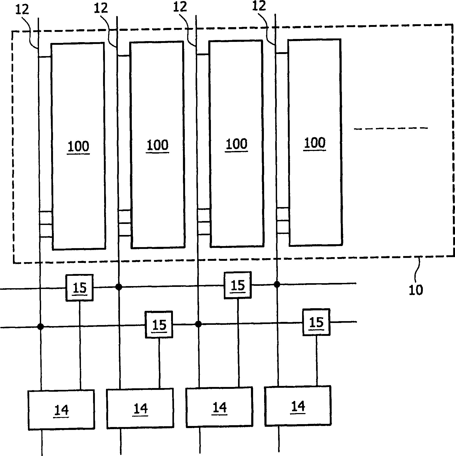 Electronic circuit that comprises a memory matrix and method of reading for bitline noise compensation