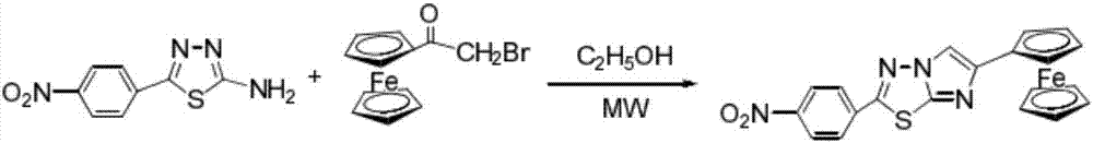 2-(4-nitrophenyl)-6-ferrocenyl-imidazo[2,1-b]-1,3,4-thiadiazole preparation method