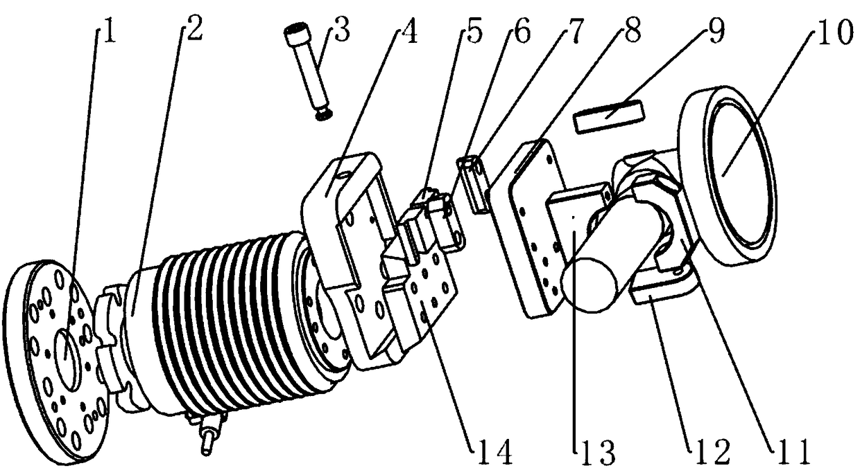 A flexible grinding angle grinder device for the end of a robot