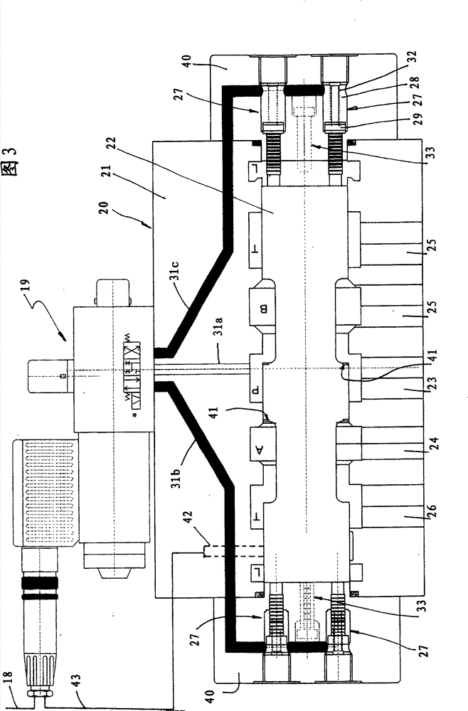 Device for controlling the connection to be displaced temporary of two unit which can be pressurized with pressure medium with pressure medium source