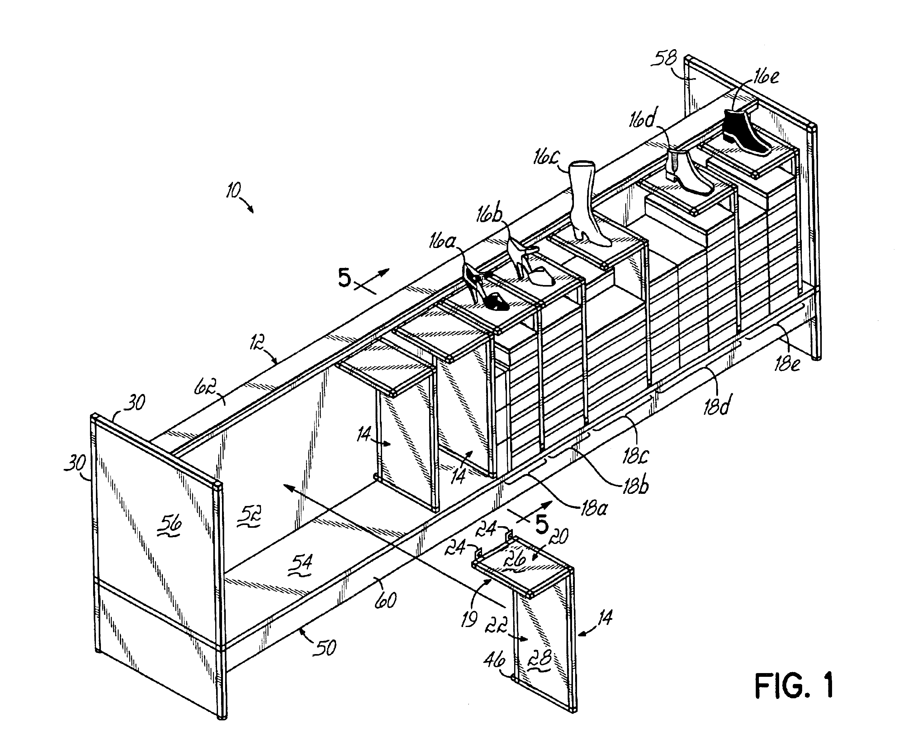Modular footwear display and storage system and method