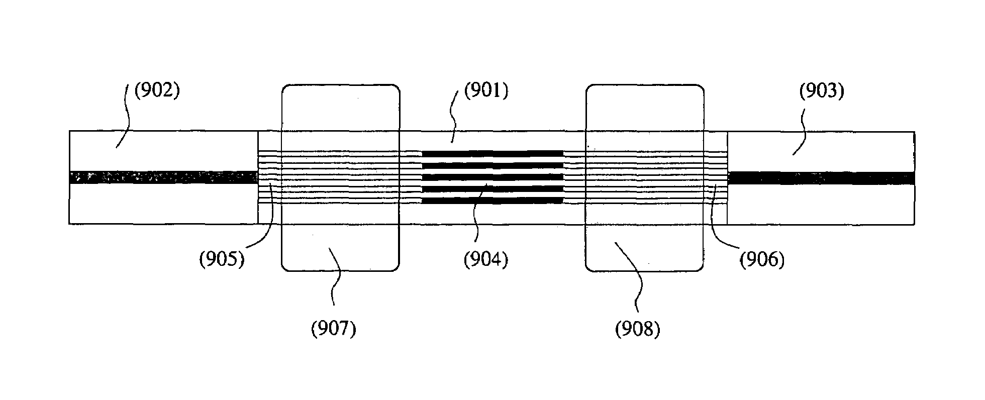 Composite material photonic crystal fibres, method of production and its use