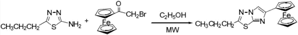 2-n-propyl-6-ferrocenyl-imidazo[2,1-b]-1,3,4-thiadiazole preparation method