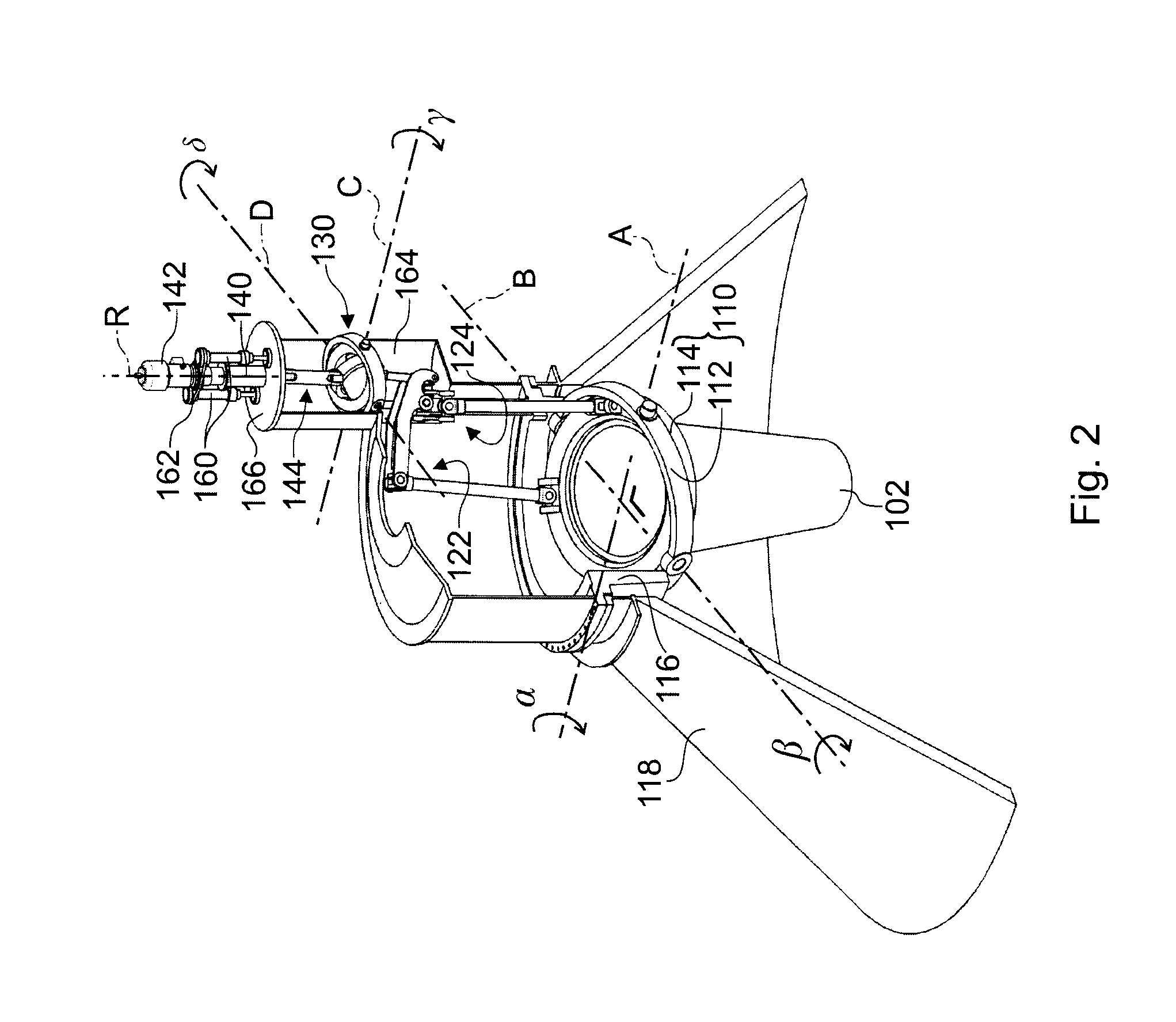Device for distributing bulk material with a distribution spout supported by a cardan suspension