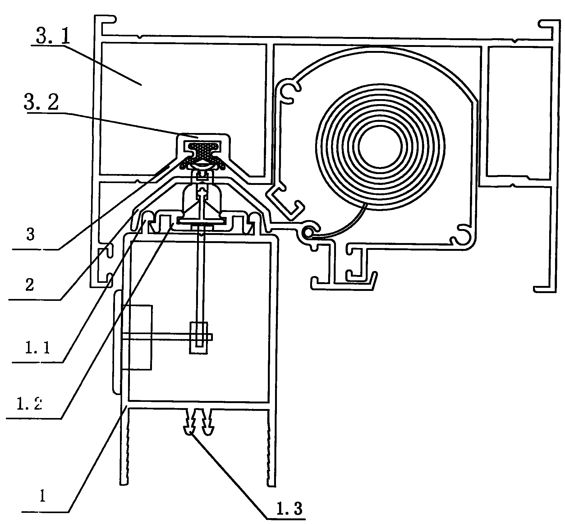 Connecting structure for window frame and sash inner rabbet of stealth-screen airtight sliding window