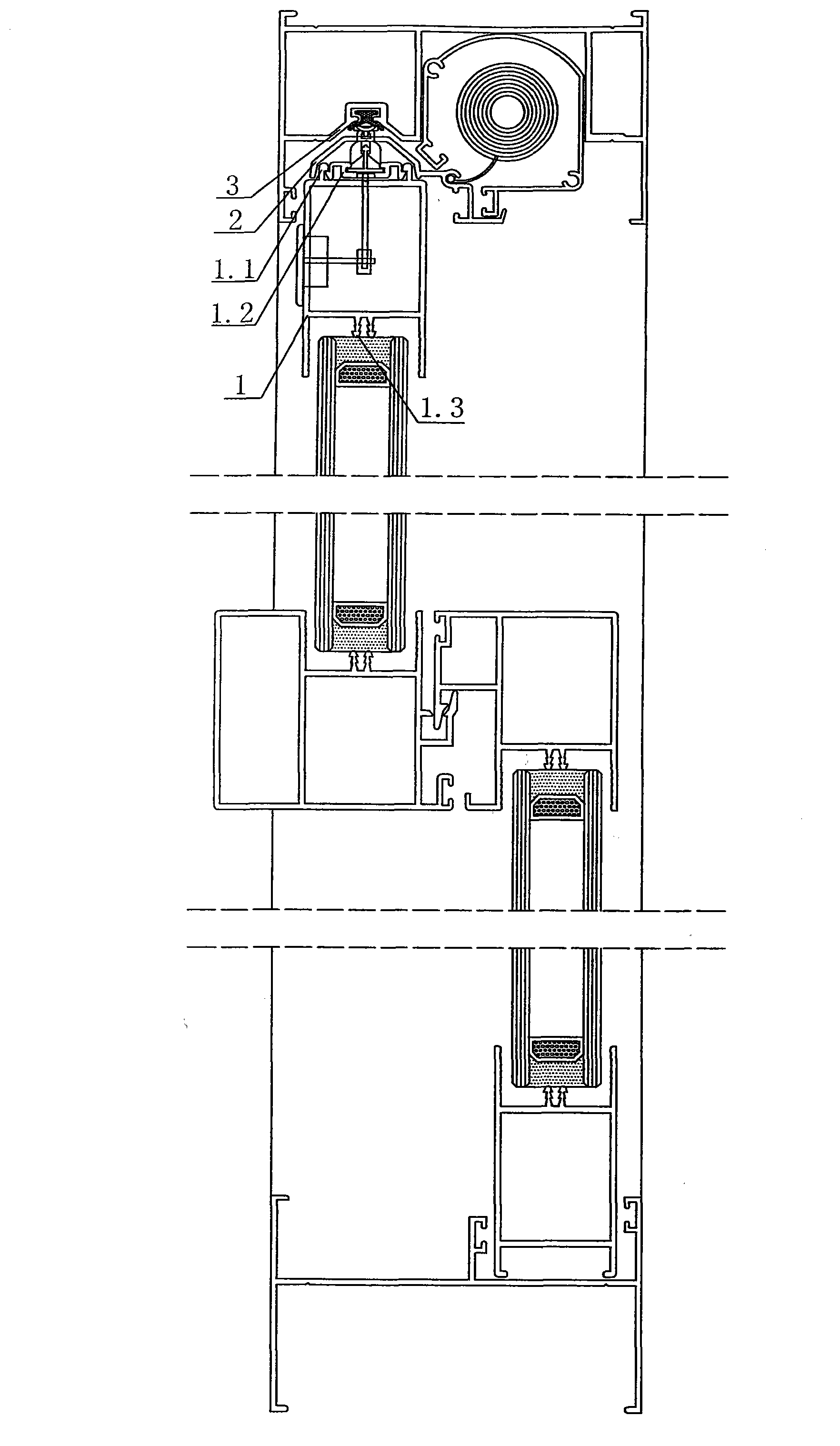 Connecting structure for window frame and sash inner rabbet of stealth-screen airtight sliding window