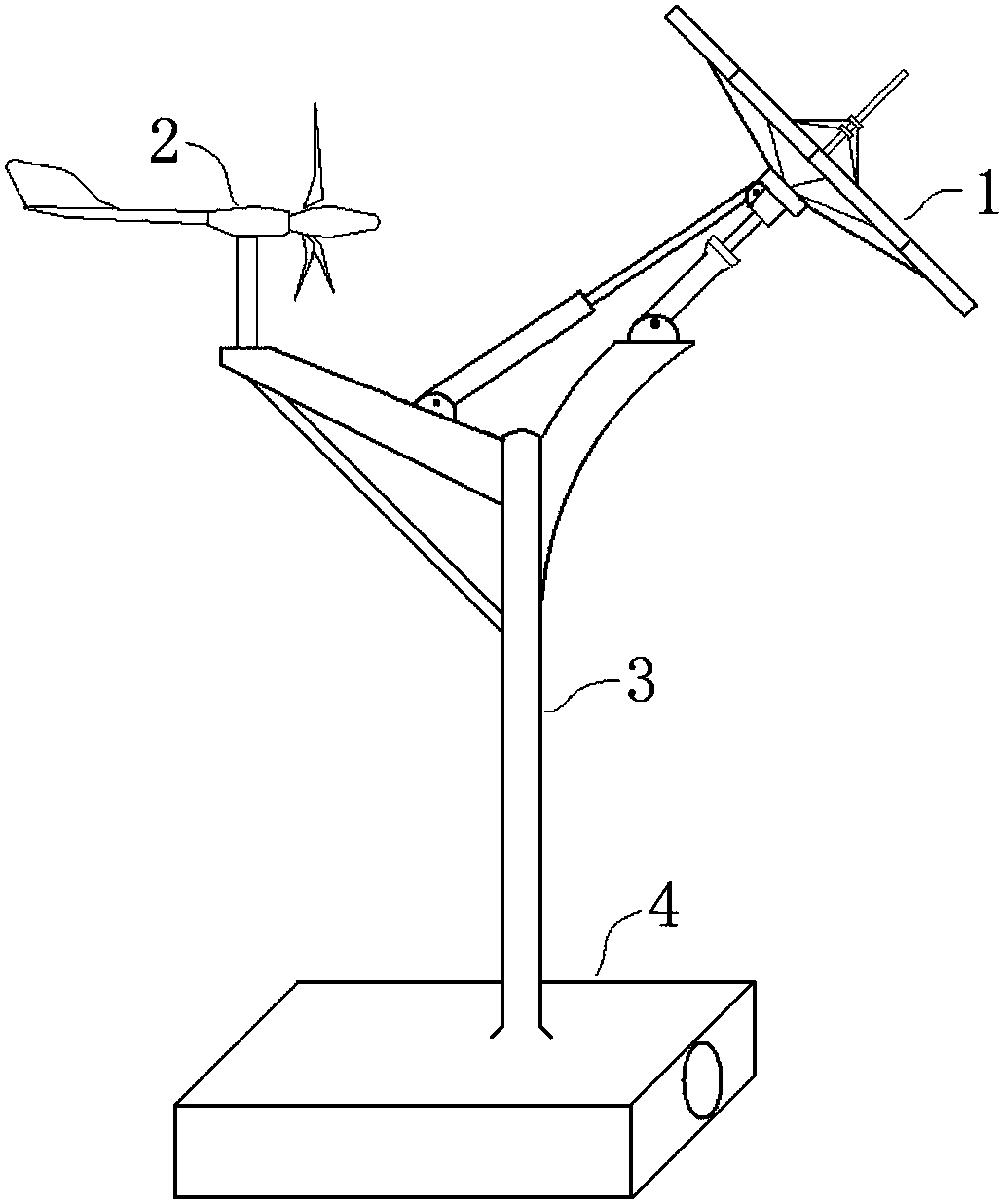 A photovoltaic-wind-rainwater integrated power generation led street lamp