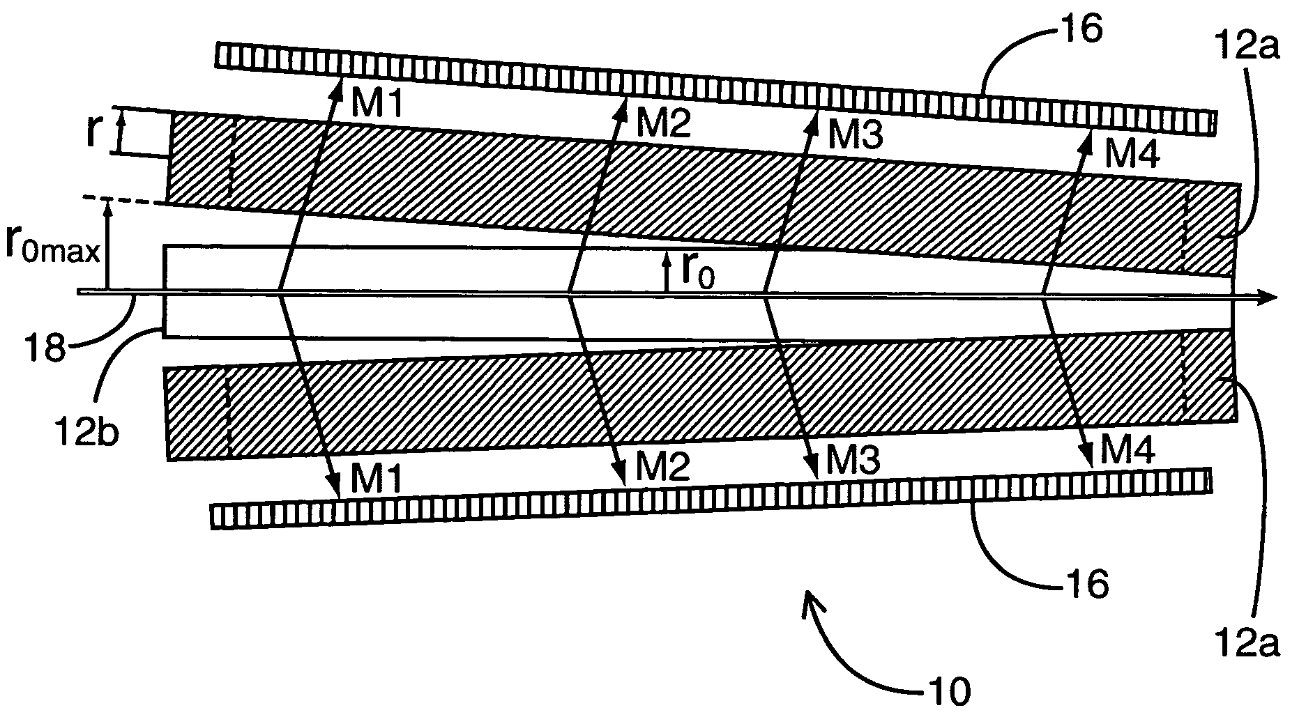 Quadrupole mass spectrometer with spatial dispersion