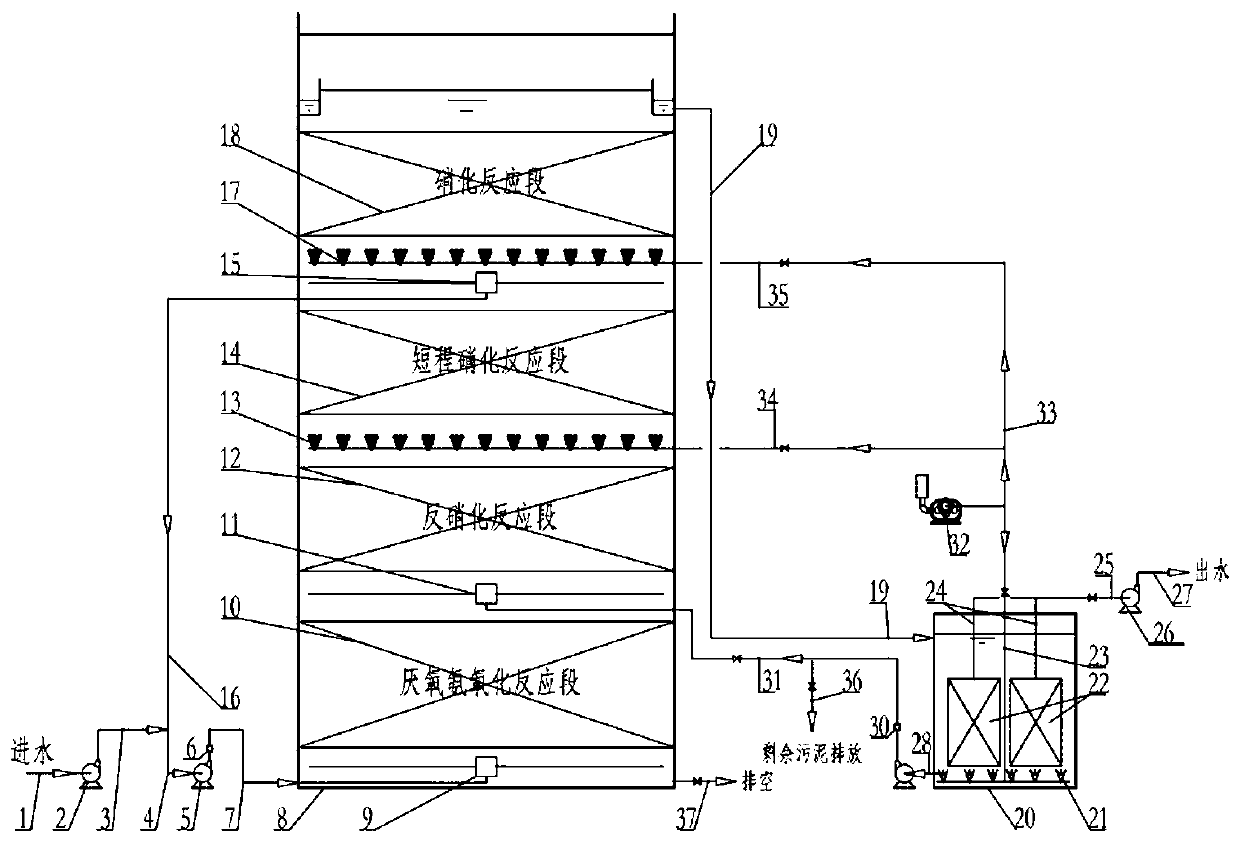 Vertical treatment equipment for high-concentration ammonia nitrogen wastewater