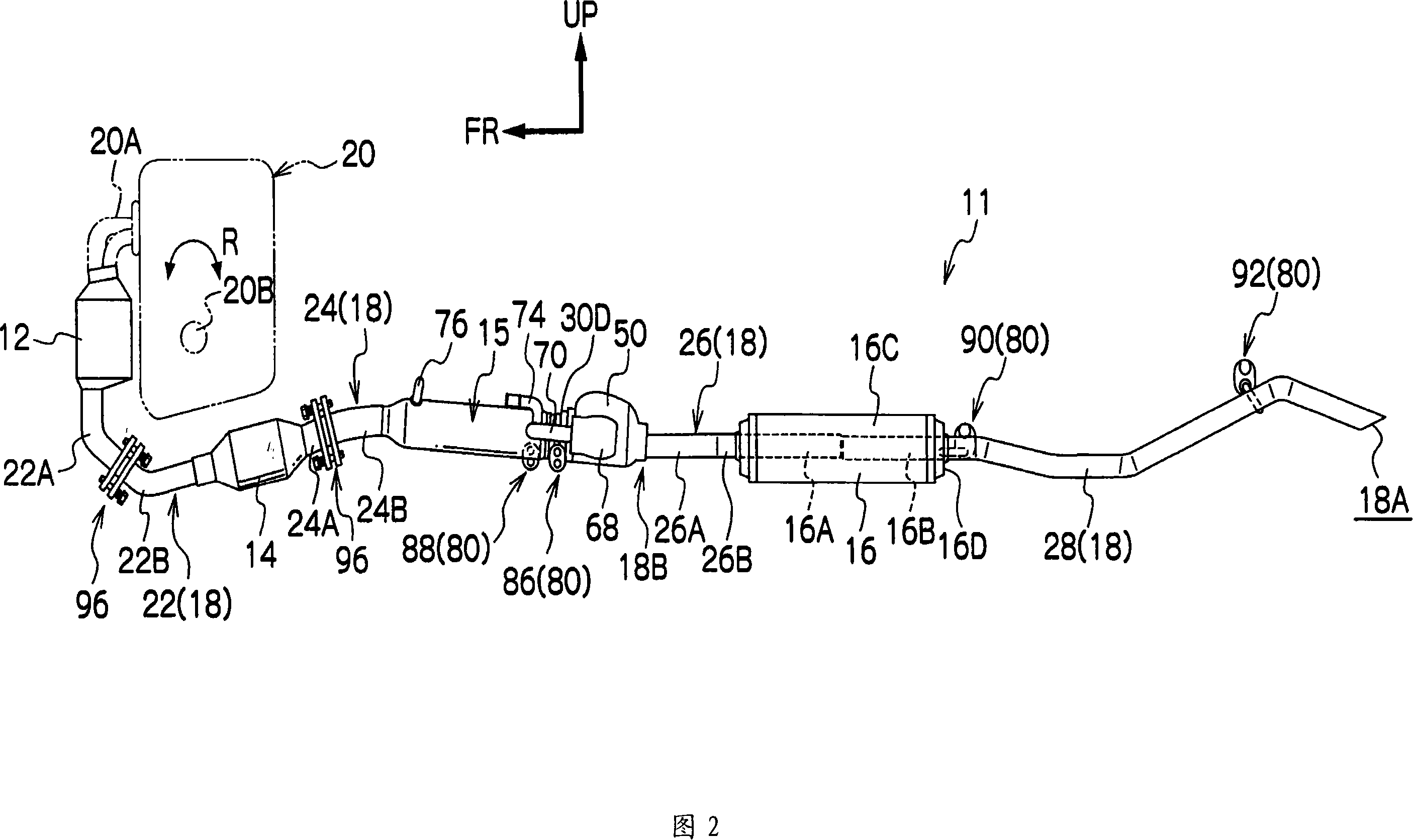 Vehicle exhaust system structure
